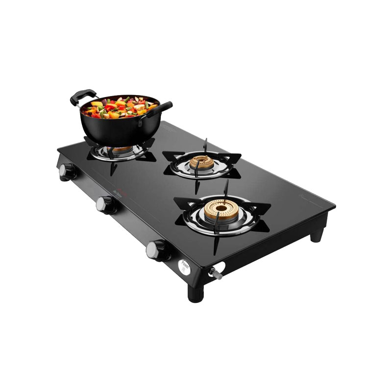 Preethi Bluflame Sparkle Power Duo 3Burners Glass top Gas Stove